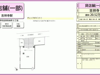 ■歯科開業物件情報　「吉祥寺駅」より徒歩7分！吉祥寺本町3丁目　物件番号10011